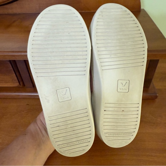 Veja Esplar girl’s 2 White Pink Sneakers hook & loop shoes metallic leather - Picture 9 of 12